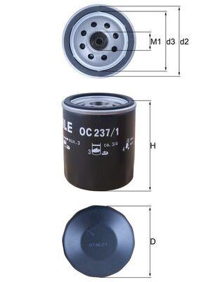 Mahle OC237-1 Oil Filter (18 K4f,25 K4f,20 T4h) Discovery I (Lj) 2.0 16 V 89-98 Freelander I L314 98-06 — Oil Filters