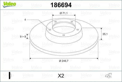 VALEO 186694 Rear Brake Disc — Brake Rotors & Drums