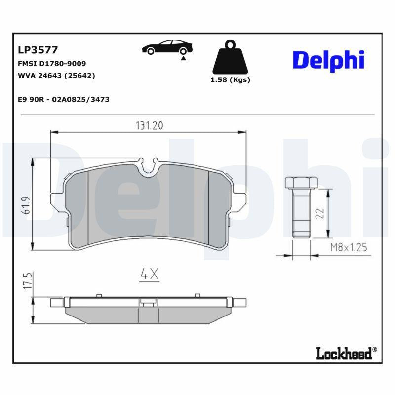 Delphi LP3577 Brake Pad Rear Porsche 02 / 2014 — Brake Pads