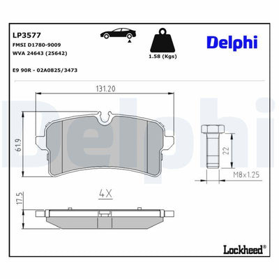 Delphi LP3577 Brake Pad Rear Porsche 02 / 2014 — Brake Pads