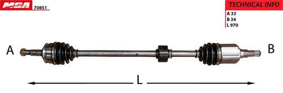 MGA 70851 Axle Right (Chevrolet: Cruze 1.6 09 >) — Axles, CV Joints & Boots