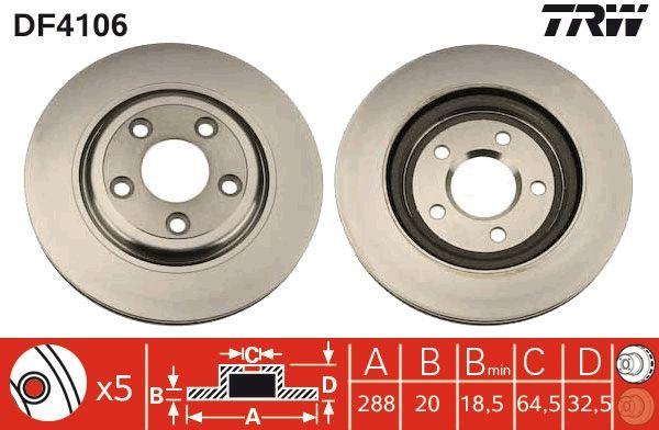 TRW DF4106 Brake Disc Rear Air 288 M Jaguar S-Type-Xj 02-07 — Brake Rotors & Drums