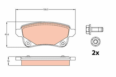 TRW GDB2082 Brake Pad Rear Grand Scenic III 13 > Megane IV 16= /Talisman 15= — Brake Pads
