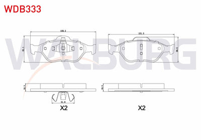 WALBURG WDB333 Brake Pad Front Ford Fiesta V 1.4 TDCi 2001-2008 / 1.6 TDCi 2001-2008 / 1.25i 2001-2008 / 1.4i 16 — Brake Pads