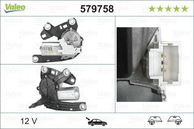 Valeo 579758 Rear Wiper Motor Compatible with Citroën Berlingo, Citroën Partner 2000-2008 — Wipers