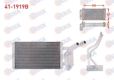 Veka 41-1919B Heater Core Brazing (with A/C) Ford Transit (V184, V347) 2001-2013 / Mondeo 1992-2007 — Heater & Blower