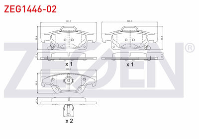 Zegen ZEG1446-02 Brake Pad Rear with Wear Indicator Jeep Grand Cherokee IV (Wk,Wk2) 3.0 Crd 4X4 2010-/ Grand Cherokee IV (Wk,Wk2) 3.6 V6 4X4 2010