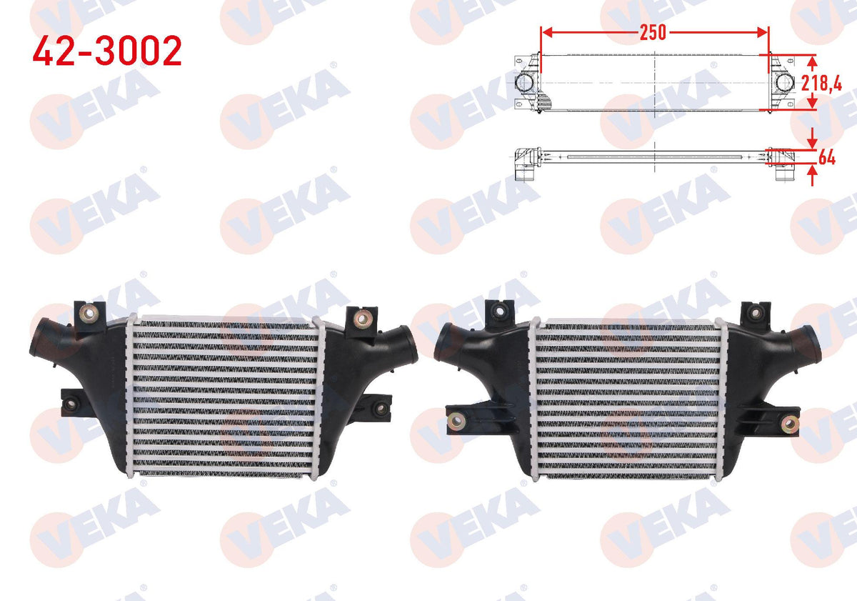 Veka 42-3002 Turbo Radiator (Intercooler) Citroen C4 AirCross 1.6 HDi 115 114 Hp 2012 — Radiators & Fans