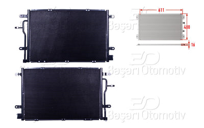 Wisco 1143075-00 A/C Condenser 611X400x16 Audi A4 S4 Quattro 2.7 TDI 3.0 TDI 03 > — Condensers & Evaporators