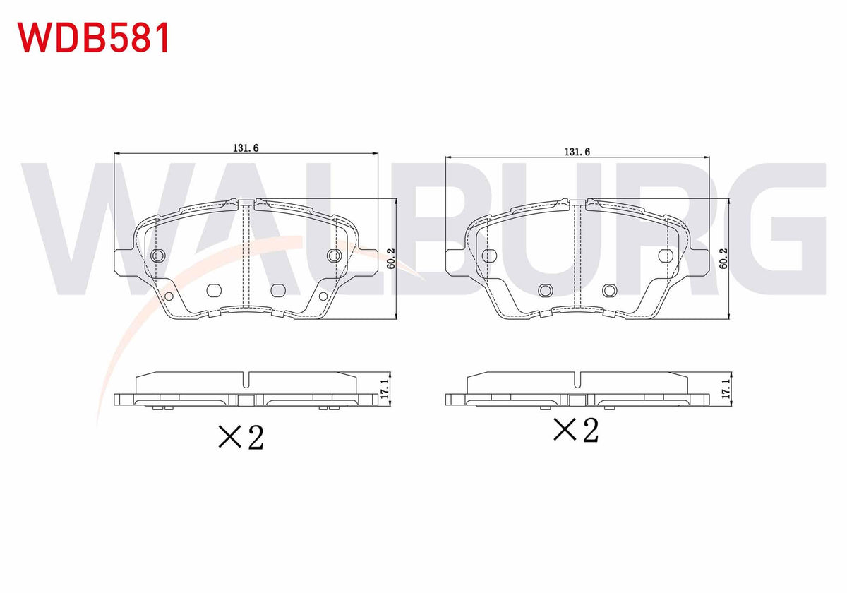 WALBURG WDB581 Brake Pad Front Ford Tourneo Courier 1.5 TDCi 2014-/ 1.6 TDCi 2014-/ B-Max 1.6 TDCi 2012-/ Fiesta — Brake Pads