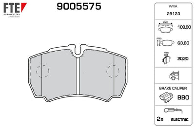 Fte 9005575 Rear Brake Disc Brake Pad Ford Transit V347 Jumbo 3,2 TDCi 200Ps 07 > 14 Rear Pair Wheel / Iveco Daily III | 1 Piece
