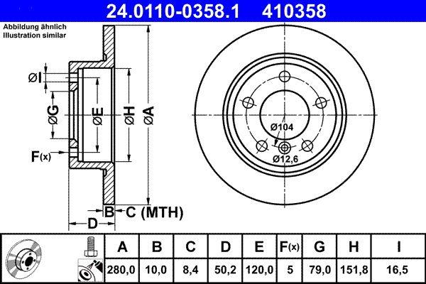 ATE 24.0110-0358.1 Brake Disc — Brake Rotors & Drums