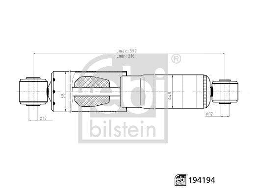 Febi Bilstein 194194 Shock Absorber Rear Kangoo II 750Kg Gas Charged — Shocks & Struts