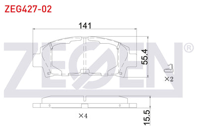 Zegen ZEG427-02 Brake Pad Front with Wear Indicator Toyota Avensis 1.6 Vvt-I-1.8 16V-2.0 Vvt-I-2.0 D-4D 1999-200 — Brake Pads