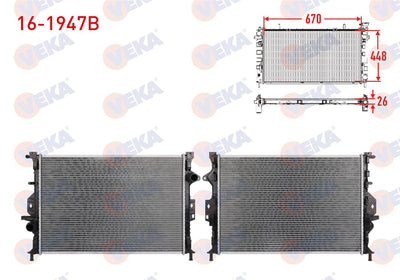 Veka 16-1947B Water Radiator Brazing Ford Kuga II (Dm2) 1.6 Ecoboost 2012-2015 — Radiators & Fans