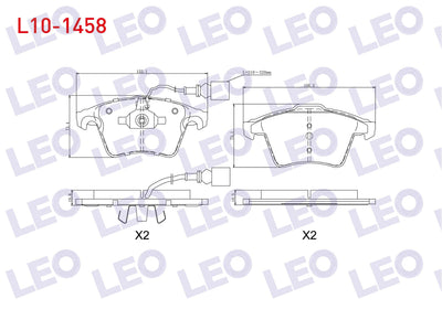 LEO L10-1458 Brake Pad Front with Connector Volkswagen Touareg 3.2i V6 2002-2010 / Touareg 2.5 R5 TDI 2002-2010 — Brake Pads