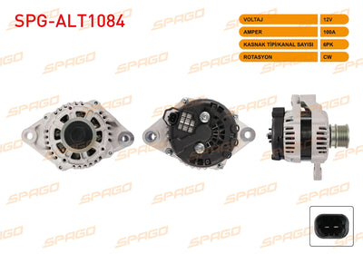 SPAGO SPG-ALT1084 Alternator 12V 100A 6Pk (Alt121) Opel Insignia 2.0 CDTi 09-17 — Starting & Charging