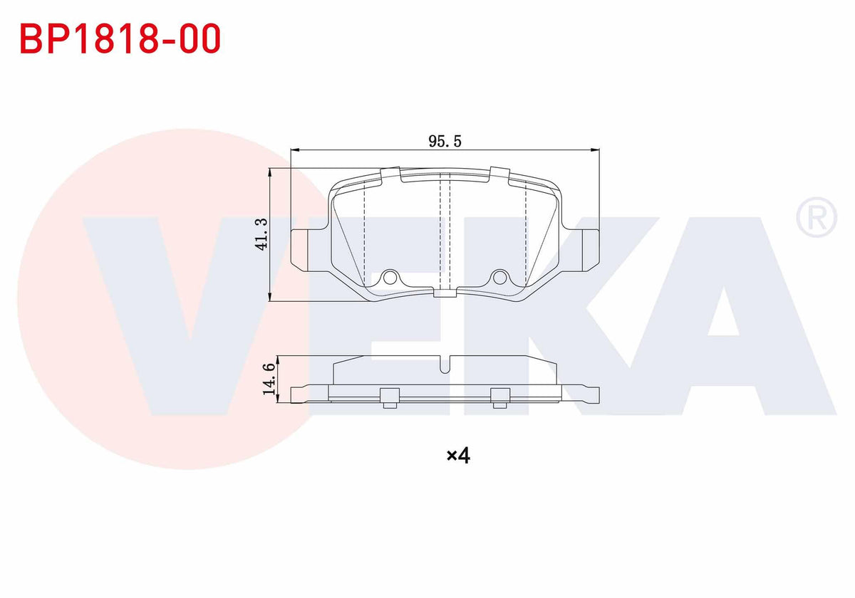 Veka BP1818-00 Brake Pad Rear Mercedes A Series (W169) A 150 2004-2012 / (W169) A 170 CDI 2004-2012 / B Series ( — Brake Pads