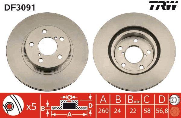 TRW DF3091 Brake Disc Front Svx 92-97 Impreza 92-00 Legacy 89-03 Air 260mm — Brake Rotors & Drums