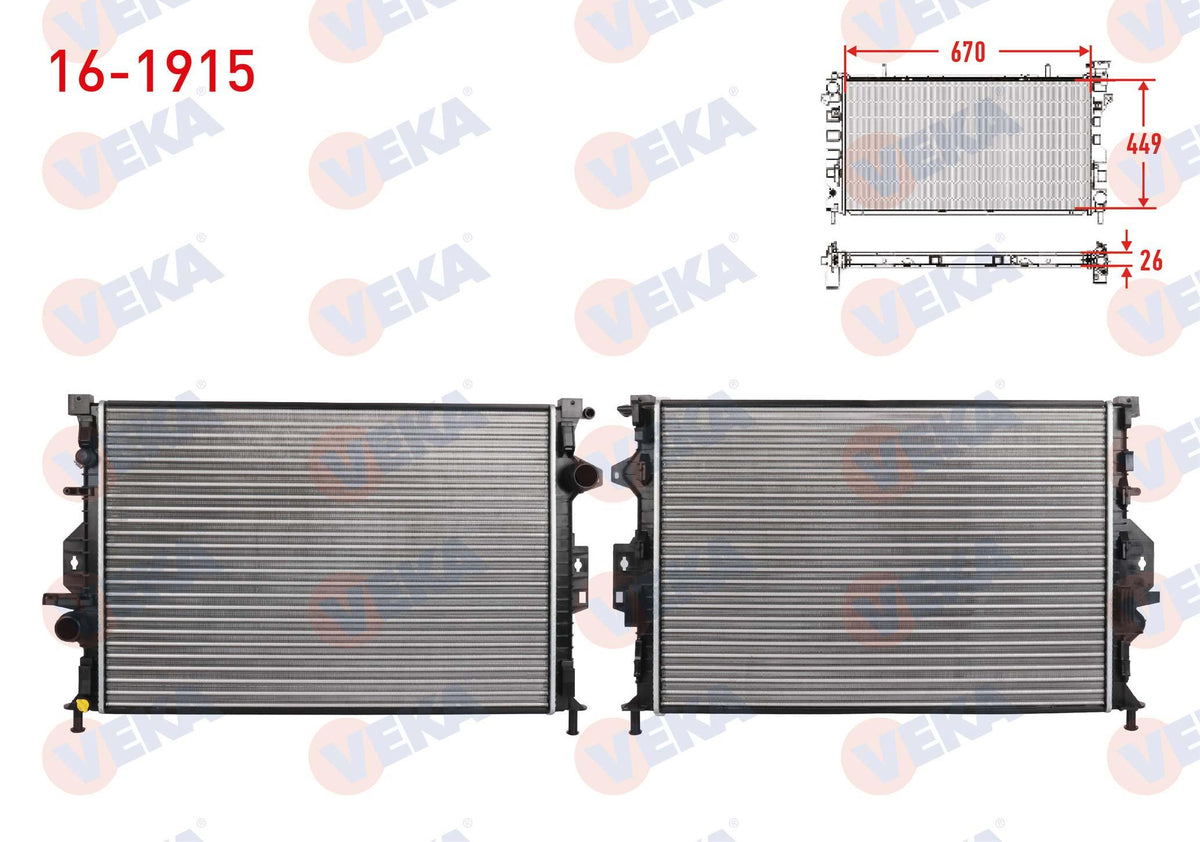 Veka 16-1915 Su Radiator Mechanical Ford Mondeo IV 2.0 TDCi M-T 2007-2014 — Radiators & Fans