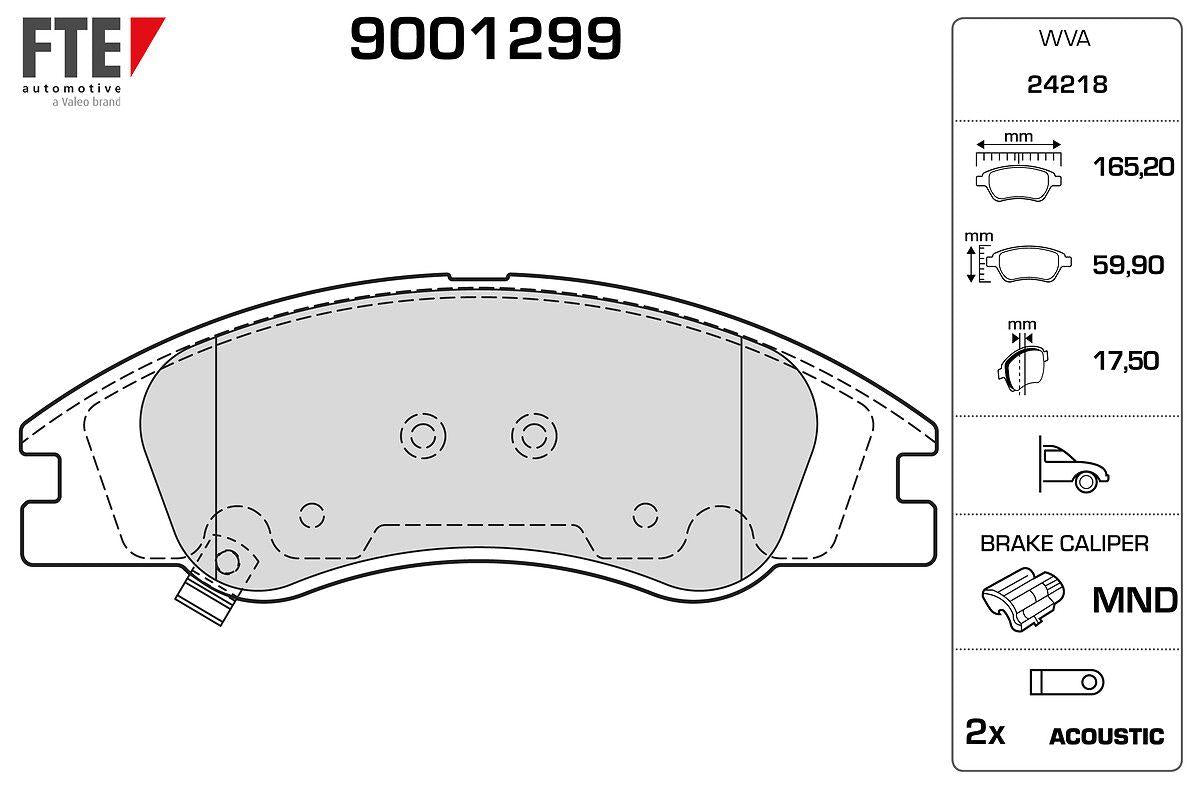 Fte 9001299 Brake Pad Front Hyundai i30 07-12 Kia Ceed 07-12 Carens 02-06 (130*58*18)