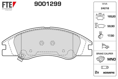 Fte 9001299 Brake Pad Front Hyundai i30 07-12 Kia Ceed 07-12 Carens 02-06 (130*58*18)