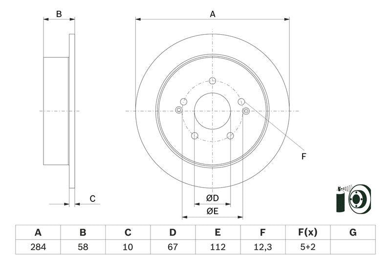 Bosch 0986479H16 Disc Rear SsangYong Korando/Tivoli/XLV Set of 2