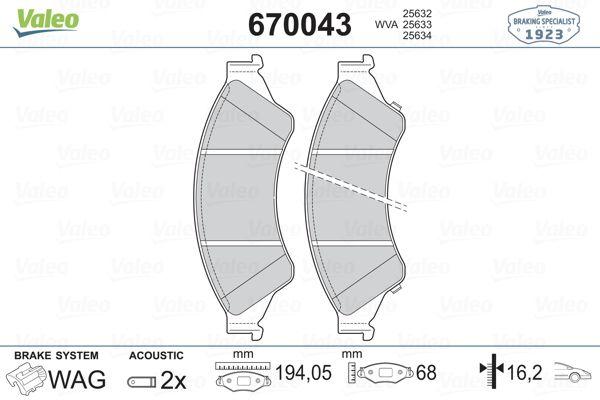 Valeo 670043 Front Brake Pad Set Ford Ranger 2.2 TDCi 4×4 2011- — Brake Pads