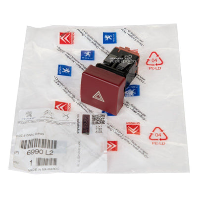 Peugeot PSA 6990.L2 - Original Hazard Light Switch for Partner 2009-2019 — Switches & Relays