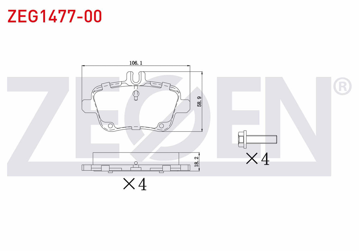 Zegen ZEG1477-00 Brake Pad Rear Mercedes A Series (W169) A 170 CDI 2004-2012 / A 200 2004-2012 / A 160 CDI 2004 — Brake Pads