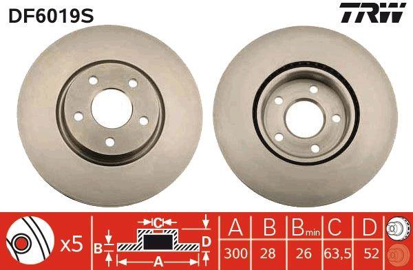 TRW DF6019S Brake Disc Set for Ford Mondeo 2007-2014 - 2-Piece Set for Reliable Stopping Power — Brake Rotors & Drums