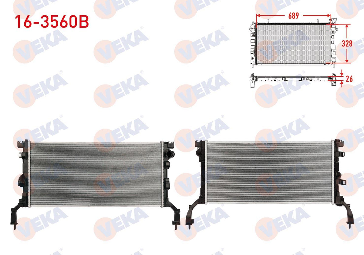 Veka 16-3560B Water Radiator Brazing Renault Laguna III (Bt0 / 1) 1.5 dCi M-T Ac + /-2007 — Radiators & Fans