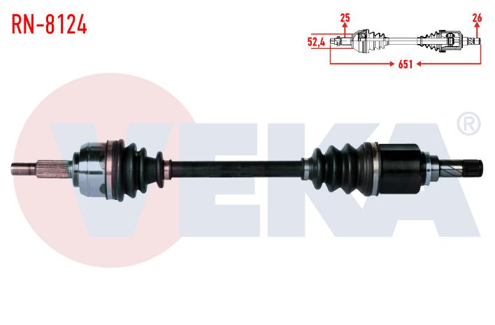 Veka RN-8124 Complete Axle Left Front Dacia Dokker 1.5 dCi-1.6i 6 Gear 2012-/Lodgy 1.5 dCi 2012- — Axles, CV Joints & Boots