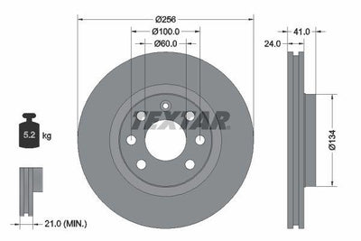 Textar 92039203 Brake Disc Opel Astra F / Vectra A / B 256mm Front | Set of 2