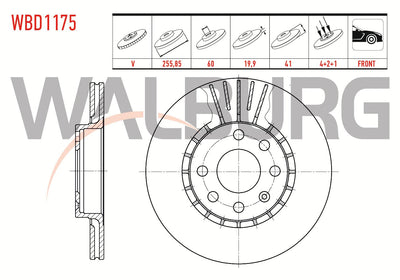 WALBURG WBD1175 Brake Disc Front Air 4 Bjn 255,85X19 — Brake Rotors & Drums
