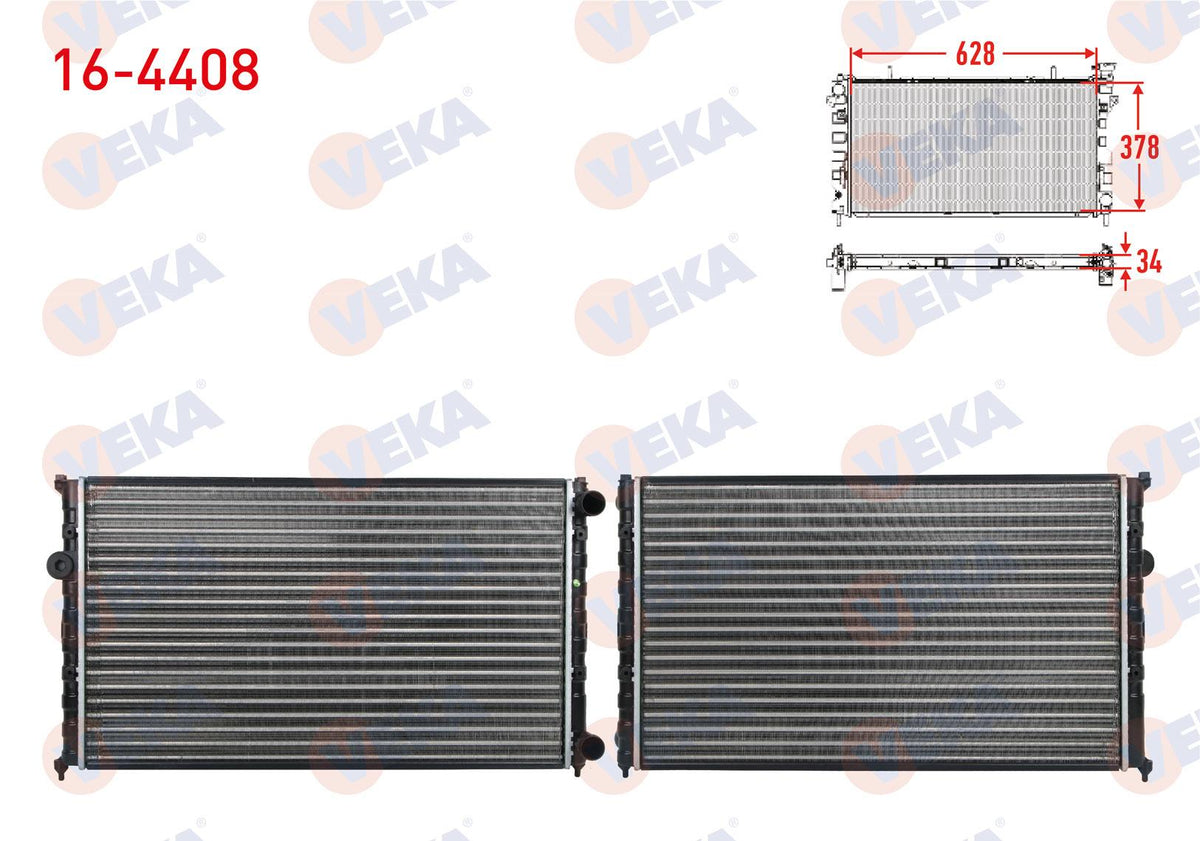 Veka 16-4408 Su Radiator Mechanical Volkswagen Caddy II (9K9a) 1.9 D M-T 1995-2004 — Radiators & Fans