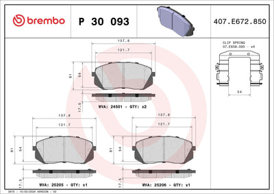 Brembo P30093 Brake Pad Front Hyundai Tucson/Kona/Ix35/Sonata/I40 / Kia Soul/Sportage 10-16 — Brake Pads