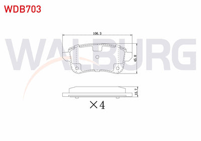 WALBURG WDB703 Brake Pad Rear Renault Megane IV Sedan (Lv-) (Electronic El Brake Olan Vehicles for) 1.5 dCi 2016 — Brake Pads