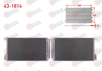 Veka 43-1814 A/C Condenser Fiat Doblo (152,263) 1.4 2010 — Condensers & Evaporators