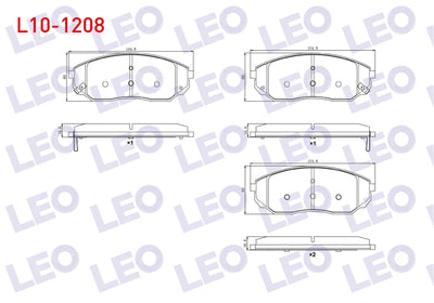 LEO L10-1208 Brake Pad Front with Wear Indicator Kia Sorento I (Jc) 2.4i 2002-2009 / Kia Sorento I (Jc) 2.5 CRDi — Brake Pads