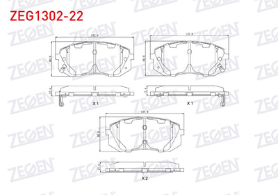 Zegen ZEG1302-22 Brake Pad Front with Wear Indicator Cable Drilled Kia Sportage 1.6 GDI 2010-/ Sportage 2.0 CRDi — Brake Pads