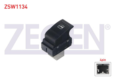 Zegen ZSW1134 Glass Release Switch Single 4 Pin Volkswagen Transporter V-VI 2003 — Switches & Relays