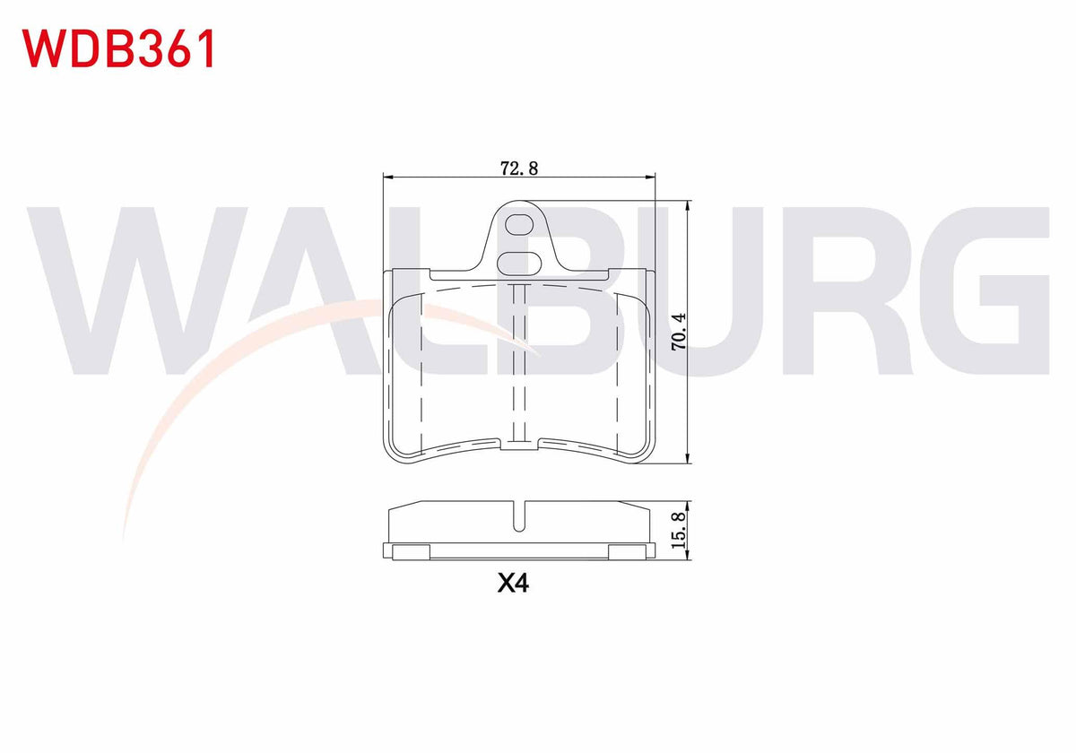 WALBURG WDB361 Brake Pad Rear Citroen C5 II 1.6 HDi 2004-2008 / C5 II 2.0 2004-2008 / C5 II 2.0 HDi 2004-2008 / — Brake Pads