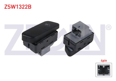 Zegen ZSW1322B Glass Release Switch Left Single 4 Pin Volkswagen Polo 2001-2012 — Switches & Relays