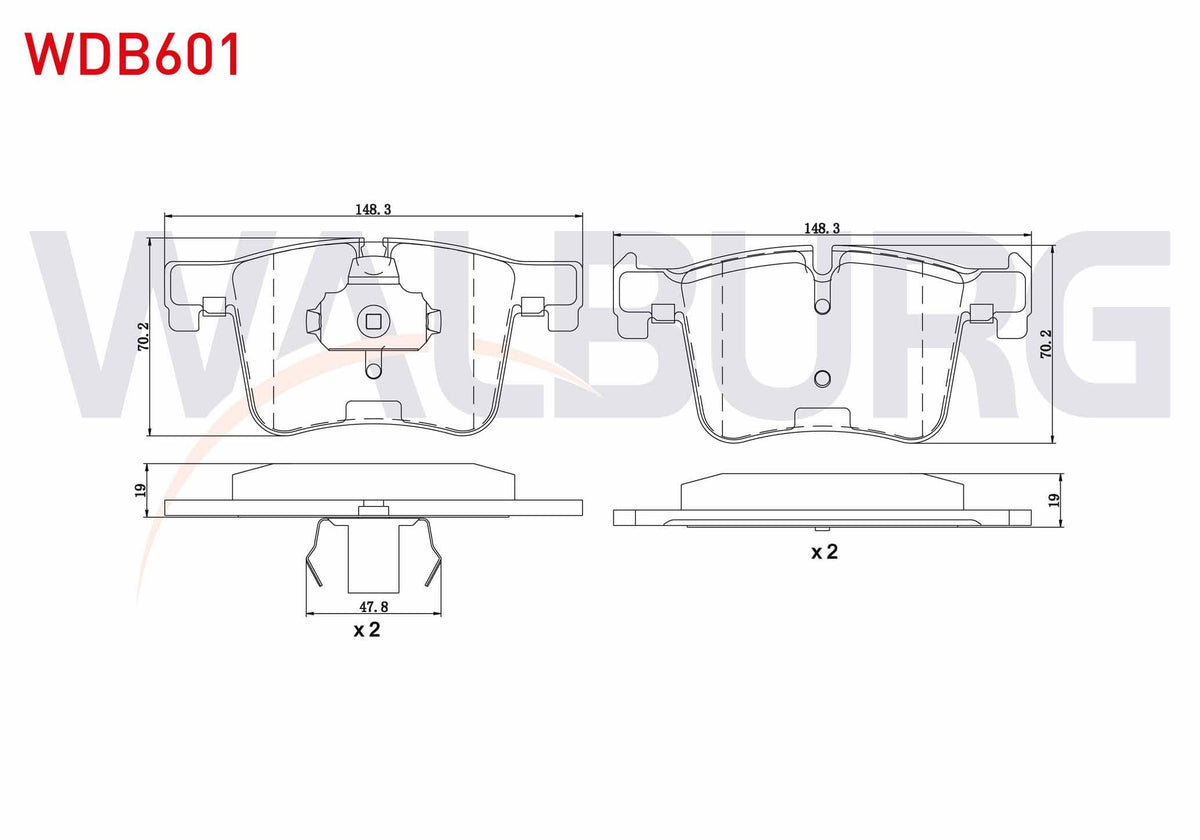 WALBURG WDB601 Brake Pad Front BMW 3 Series (F30) 320i xDrive 2011-/ 320 i 2011-/ 320 D 2011-/ 316 i 2011-/ 2 Se — Brake Pads