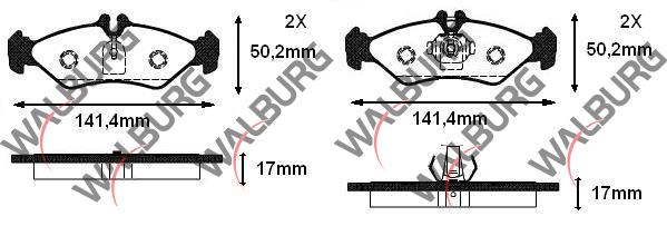 WALBURG WDB241 Brake Pad Rear Mercedes Sprinter 2T (901,902) 210 D 1995-2006 / Sprinter 2T (901 — Brake Pads