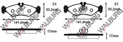 WALBURG WDB241 Brake Pad Rear Mercedes Sprinter 2T (901,902) 210 D 1995-2006 / Sprinter 2T (901 — Brake Pads