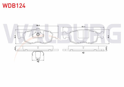 WALBURG WDB124 Brake Pad Front Fiat Doblo (119,223) 1.9 JTD 17.80mm 2001-2010 — Brake Pads