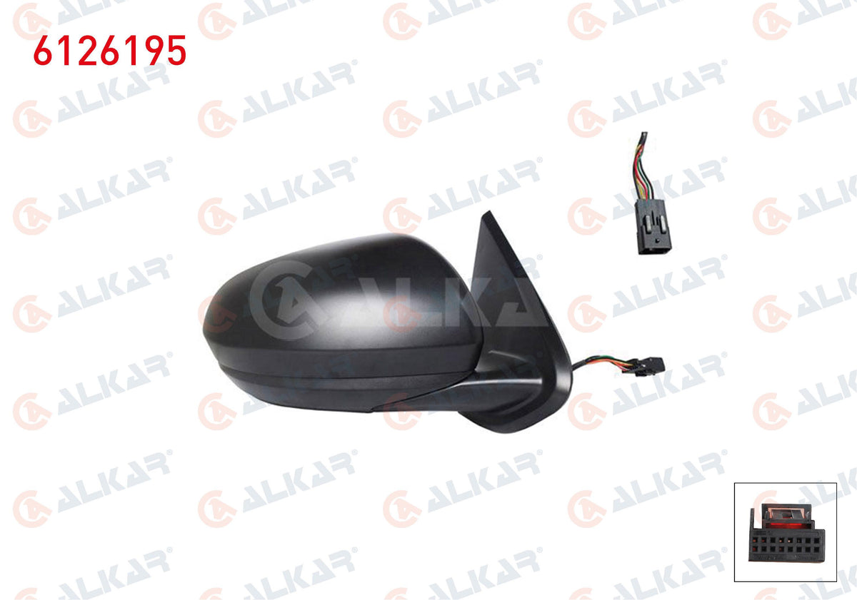 Alkar 6126195 Outer Rear View Mirror Right Electric Heated with Sensor 7 Pin Dacia Duster 2017 — Mirrors