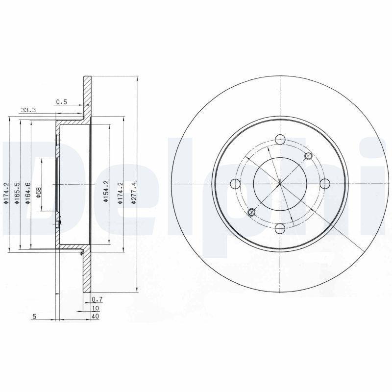 Delphi BG3764 Brake Disc - Rear Smooth for Nissan Primera P11 (1999-2002) — Brake Rotors & Drums